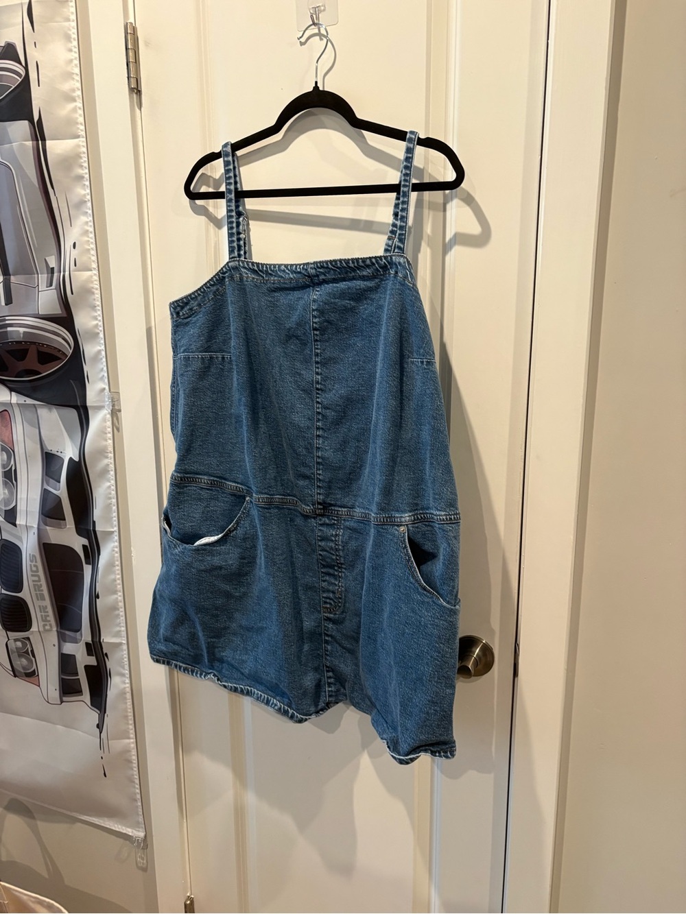 Universal Thread Blue Denim Overall Dress with Front Pockets